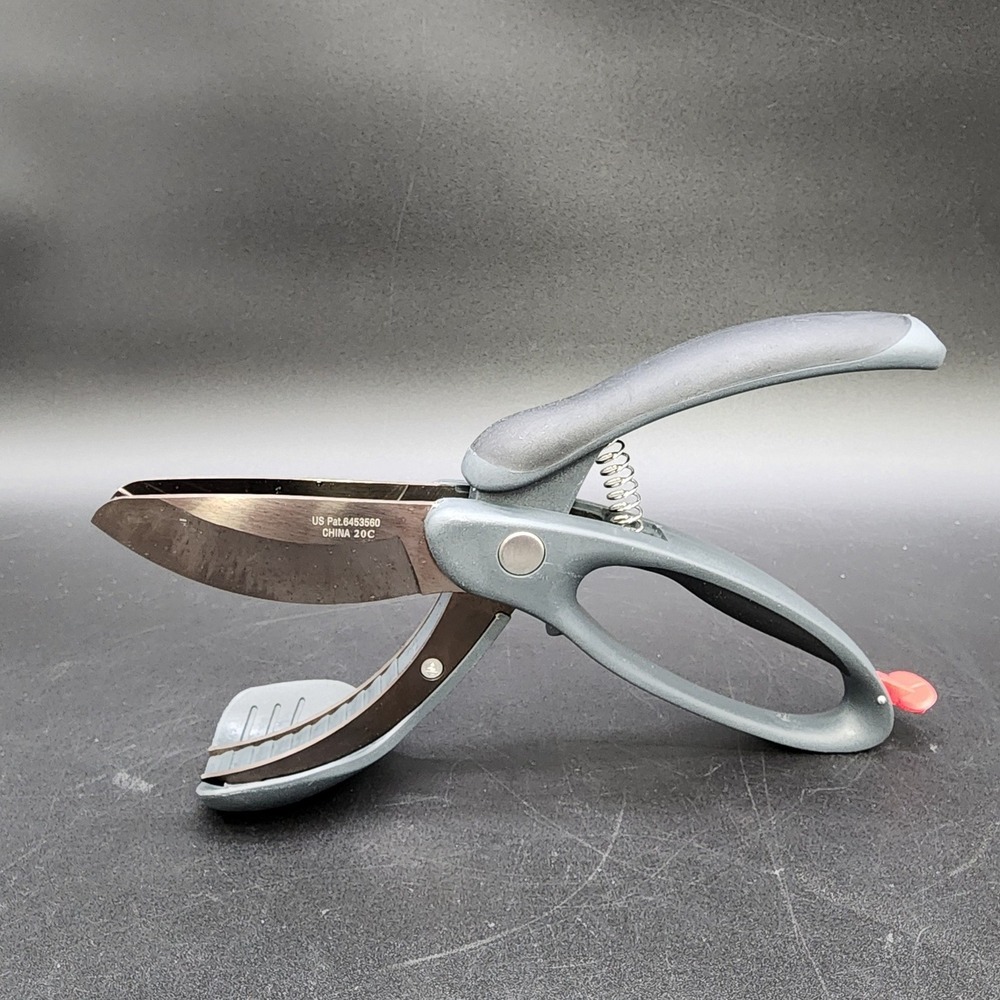 Pampered Chef OS Gray Salad Chopper Kitchen Shears Dual Blade Vegetable Scissors